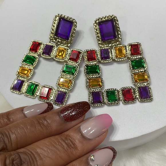 Fashion Nova Colorful Gemstone Earrings - Picture 10 of 11